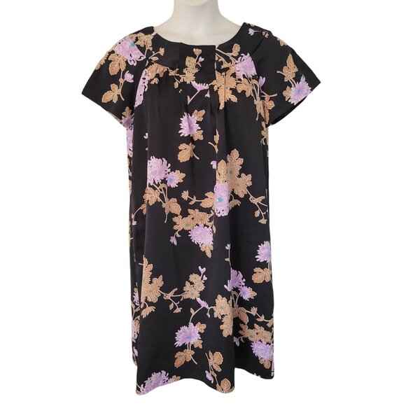 Hawaiiana Dresses & Skirts - Hawaiiana Floral Black Purple Muu Muu Lightweight House Dress Tropical Cruise Va